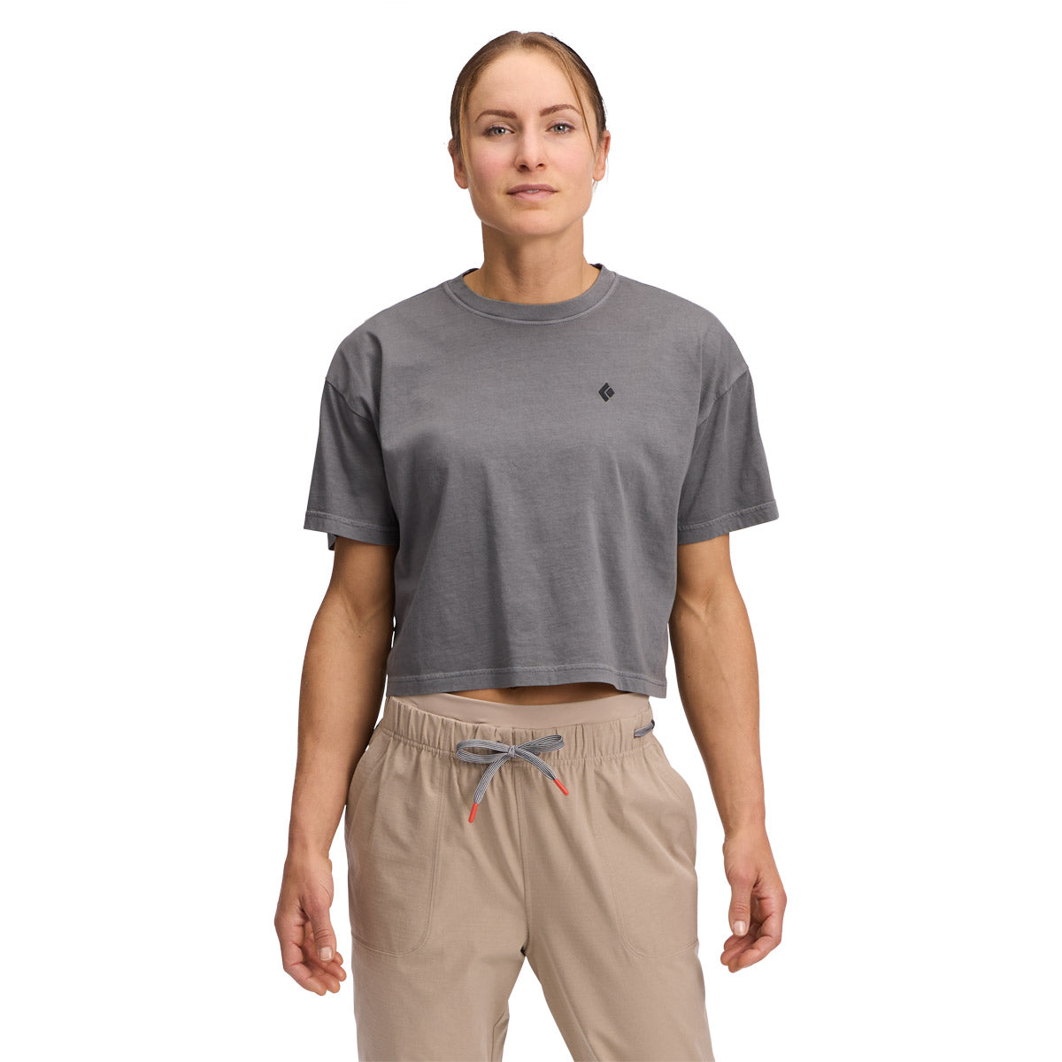 Camiseta Mujer W Diamond Crop Ss Tee Black Diamond Gris – M+ store