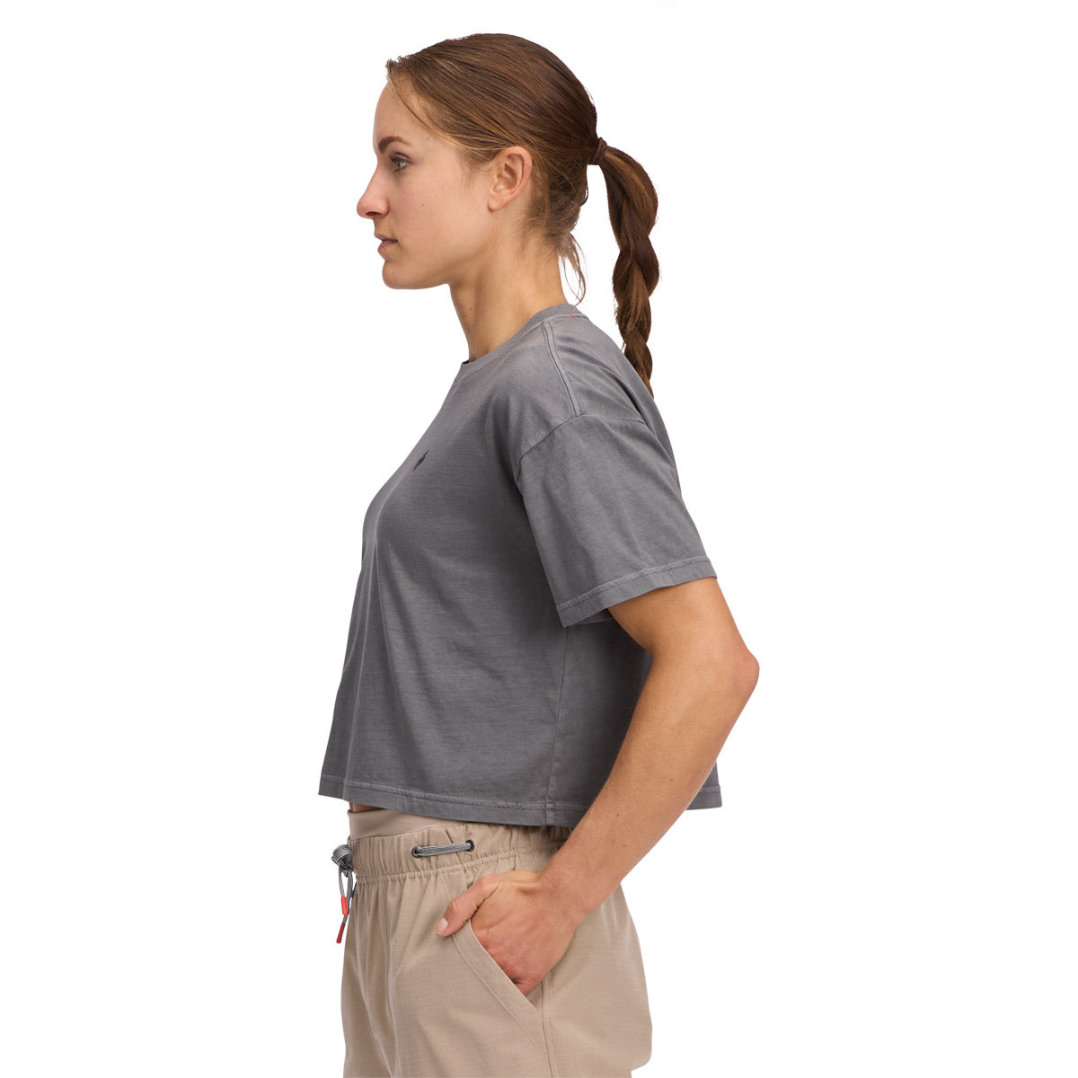 Camiseta Mujer W Diamond Crop Ss Tee Black Diamond Gris – M+ store