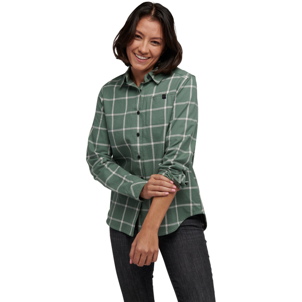 Camisa Mujer W Serenity Ls Flannel Shirt Black Diamond Verde 2